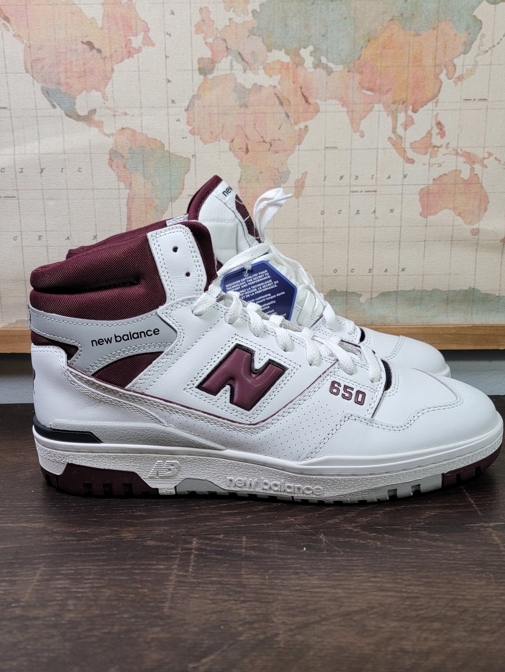 BRAND NEW New Balance 650 White Burgundy Raincloud Men's Size 11.0